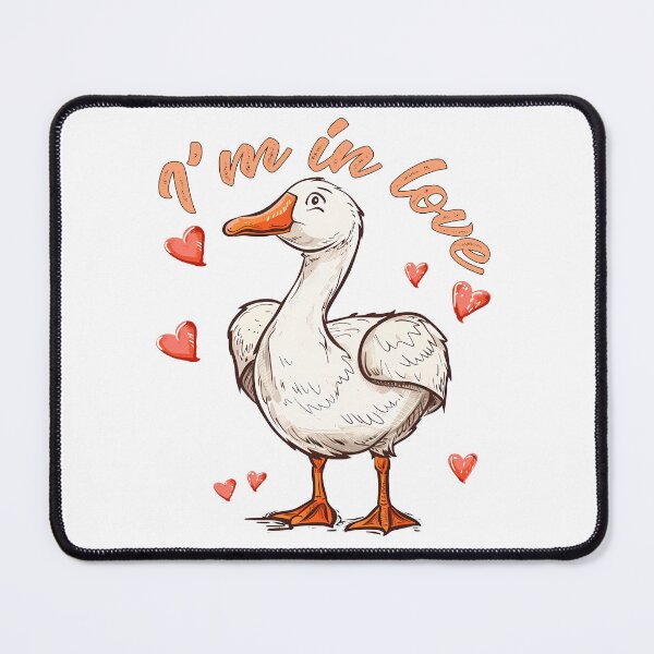 Item preview, I'm In Love - Cute Romantic Goose with Hearts Art Print designed and sold by DesignArtist.ia.