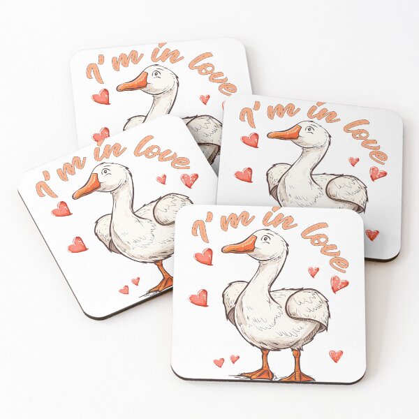 Item preview, I'm In Love - Cute Romantic Goose with Hearts Art Print designed and sold by DesignArtist.ia.