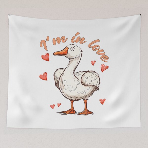 Item preview, I'm In Love - Cute Romantic Goose with Hearts Art Print designed and sold by DesignArtist.ia.