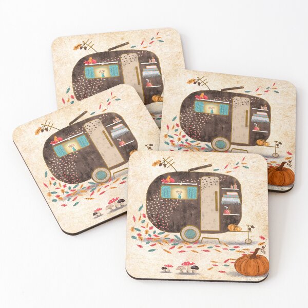 Item preview, Vintage Fall Camper Caravan designed and sold by Gayle McCabe.