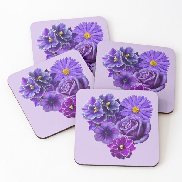 Item preview, Purple Floral Heart Bouquet - Romantic Rose and Violet Flower Arrangement designed and sold by SolutionsArt.