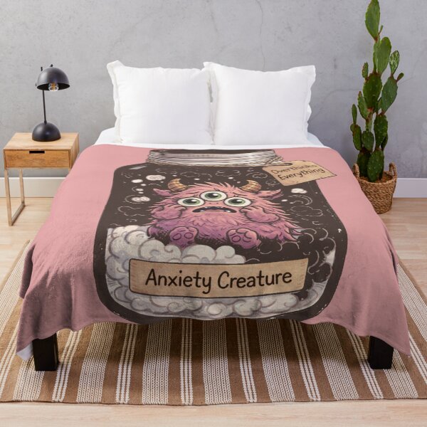 Item preview, Anxiety Creature in a Jar – Overthinks Everything  designed and sold by MythoWorldddd.