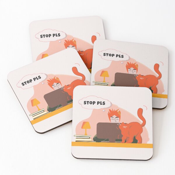 Item preview, Stop Pls – Funny Cat Interrupting Work Illustration designed and sold by maliunak.