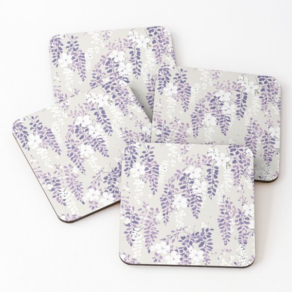 Item preview, Japanese Wisteria Cascade Pattern — Purple White Lavender Botanical Print designed and sold by AiMEiRi.
