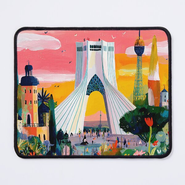 Item preview, Vibrant Tehran Azadi Tower Cityscape Art designed and sold by NILStudio.