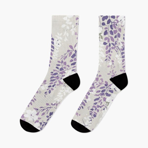 Item preview, Japanese Wisteria Cascade Pattern — Purple White Lavender Botanical Print designed and sold by AiMEiRi.
