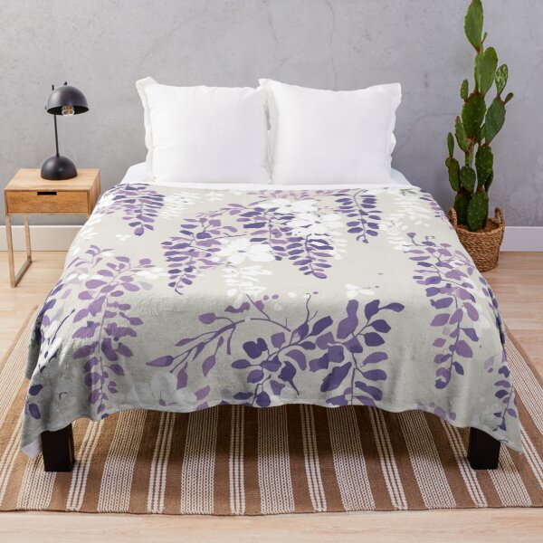 Item preview, Japanese Wisteria Cascade Pattern — Purple White Lavender Botanical Print designed and sold by AiMEiRi.