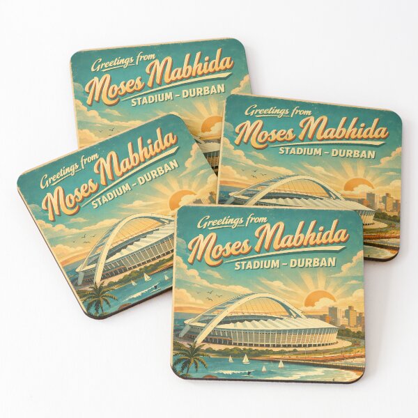 Item preview, Vintage travel poster Moses Mabhida Stadium Durban – Retro South Africa Poster designed and sold by Earth Celebration Designs.