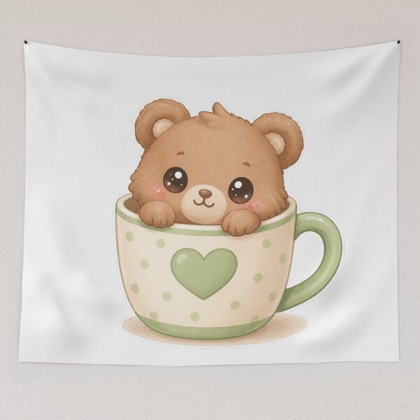 Item preview, Cute Bear Peeking from Mug Cozy Kawaii Design designed and sold by Sadia  Jannat.