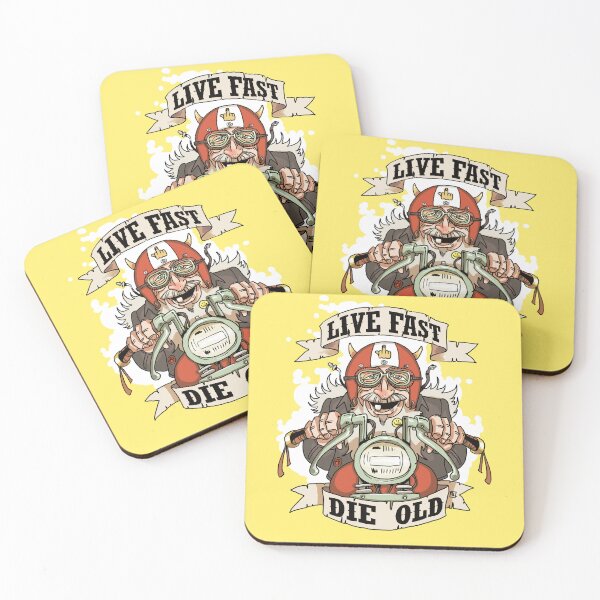 Item preview, Live Fast, die Old - Old biker caricature designed and sold by L'atelier de Grôchat.