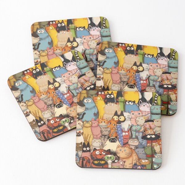 Item preview, Whimsical Gathering of Quirky Cartoon Cats designed and sold by PholPol1959.