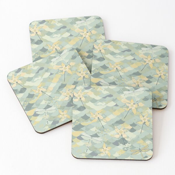 Item preview, Japanese Dragonfly Pinwheel Pattern — Sage Green Yellow Seigaiha Whimsical Print designed and sold by AiMEiRi.