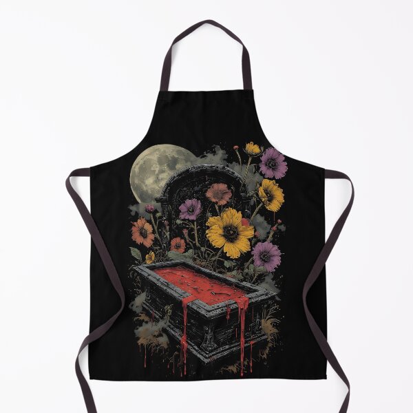 Item preview, Gothic Stone Coffin Blood and Wildflowers Moon (BLACK) designed and sold by MorbidDreams.