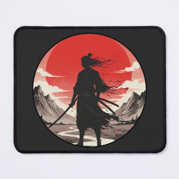 Item preview, Ronin Samurai Sunset – Japanese Warrior Silhouette Red Sun Landscape Digital Artm designed and sold by LavinyArt.