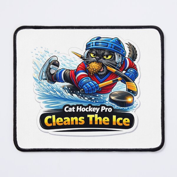 Item preview, Cat Hockey Pro Cleans The Ice Funny Hockey Cat Sticker designed and sold by Gentlestate.