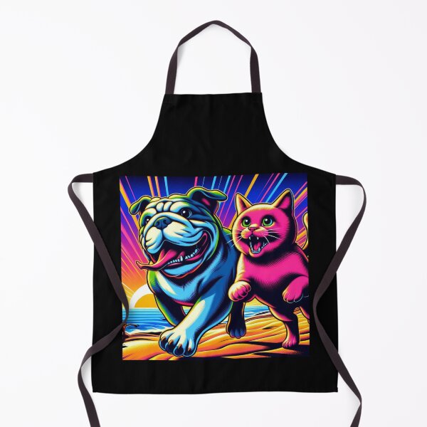 Item preview, Neon Sunset Run – Bulldog & Cat Beach Adventure designed and sold by Dogandesighn.