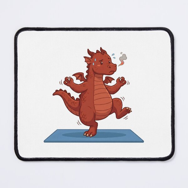 Item preview, Funny Red Dragon Doing Yoga Balancing Pose on Mat Illustration designed and sold by Kvarny.