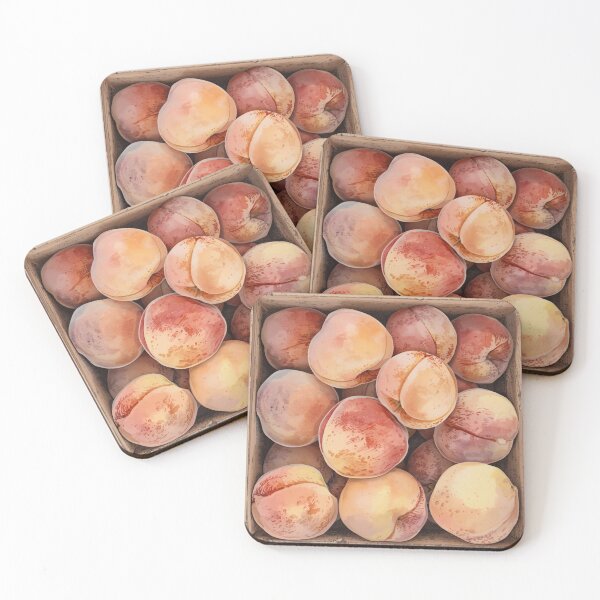 Item preview, Fresh Peaches in Rustic Wooden Box designed and sold by TinyWarmThing.