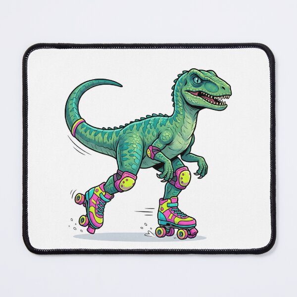 Item preview, Neon Retro Velociraptor Roller Skating in 80s Style Illustration designed and sold by Kvarny.