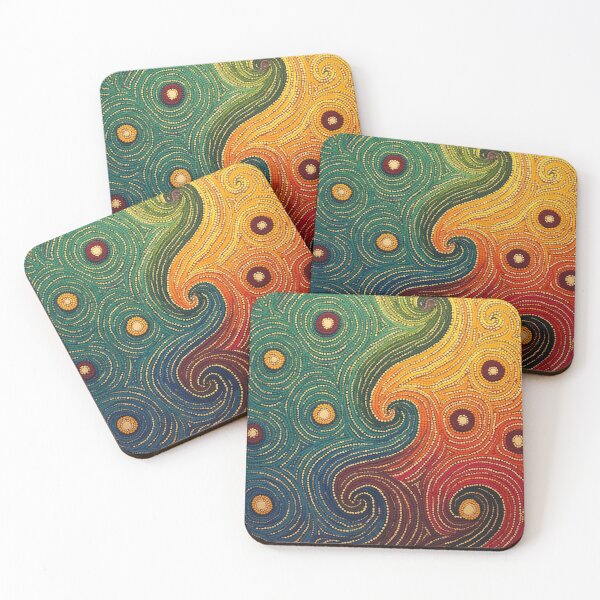 Item preview, Aboriginal Inspired Dot Art - Wavy Wind Over Ocean and Desert designed and sold by GrinGalore.