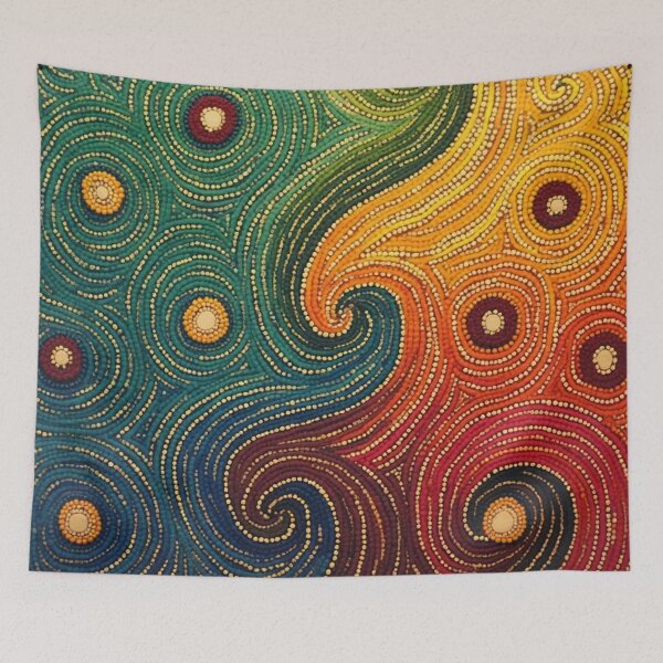 Item preview, Aboriginal Inspired Dot Art - Wavy Wind Over Ocean and Desert designed and sold by GrinGalore.