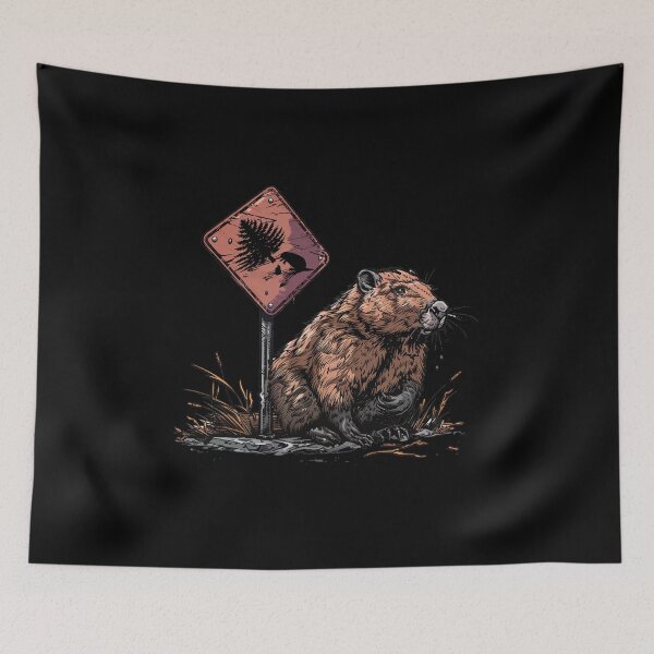 Item preview, Beaver Warning Sign Funny Animal Motif designed and sold by titanosdesign.