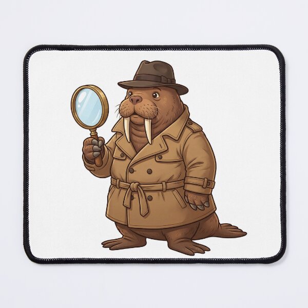 Item preview, Cute Walrus Detective in Trench Coat with Magnifying Glass Illustration designed and sold by Kvarny.
