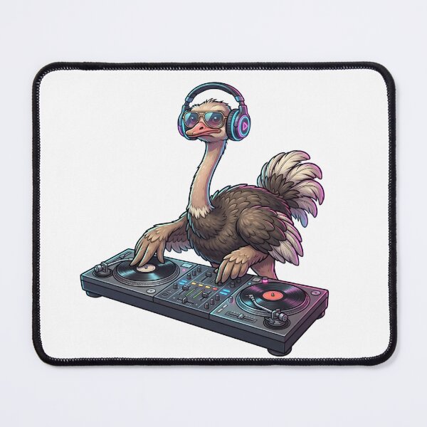Item preview, Cool Ostrich DJ Scratching Turntables with Neon Headphones designed and sold by Kvarny.