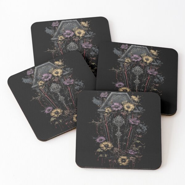 Item preview, Gothic Black Coffin Blood and Floral Macabre (BLACK) designed and sold by MorbidDreams.