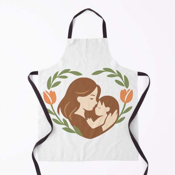 Item preview, Mother and Child Embrace in Floral Heart Illustration designed and sold by FunFitLife Studio.