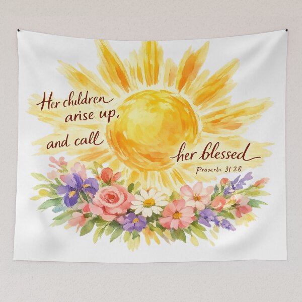Item preview, Mother's Day Radiant Sun and Flowers Bible Verse  designed and sold by FunFitLife Studio.