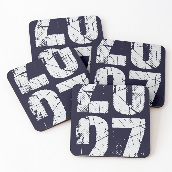 Item preview, Bold distressed white numbers 20 27 stacked vertically on a black background with cracked halftone texture. High-contrast grunge typography perfect for sports, designed and sold by Dejbar.