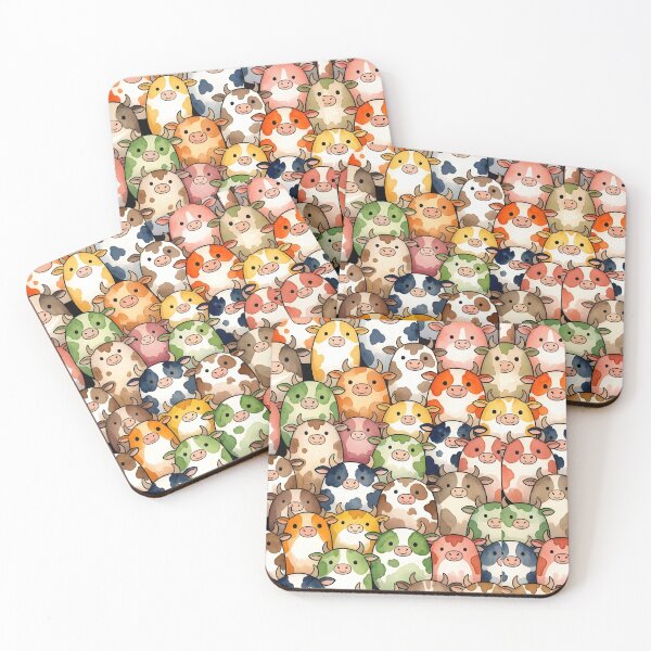 Item preview, Colorful Watercolor Spotted Cow Crowd Pattern designed and sold by PholPol1959.