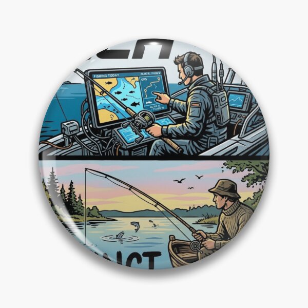 Item preview, Fishing Today vs Before Tech vs Instinct Sticker – Smart Fishing vs Real Skills designed and sold by Imaginarium of Chaos falcon88 .