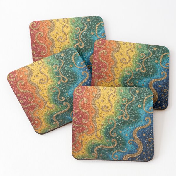 Item preview, Aboriginal Inspired Dot Art - Colored Wavy Waves designed and sold by GrinGalore.
