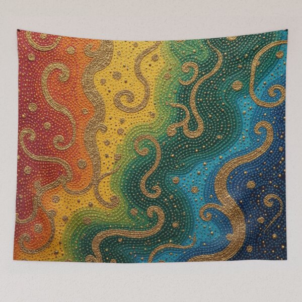 Item preview, Aboriginal Inspired Dot Art - Colored Wavy Waves designed and sold by GrinGalore.