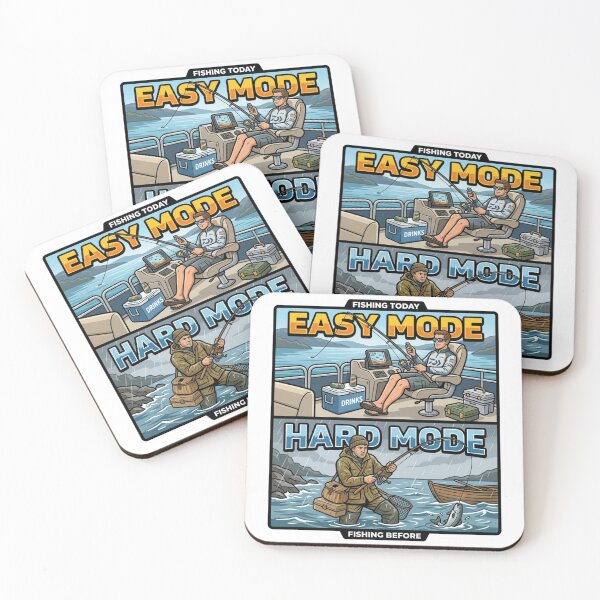 Item preview, Fishing Today vs Before Easy Mode vs Hard Mode Sticker – Gamer Style Fishing Humor designed and sold by Imaginarium of Chaos falcon88 .