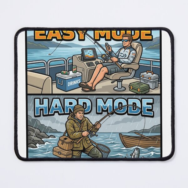 Item preview, Fishing Today vs Before Easy Mode vs Hard Mode Sticker – Gamer Style Fishing Humor designed and sold by Imaginarium of Chaos falcon88 .