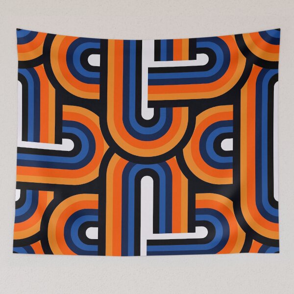 Item preview, Retro 1960's-1970's Vibrant Orange And Blue Designs designed and sold by DEC02.
