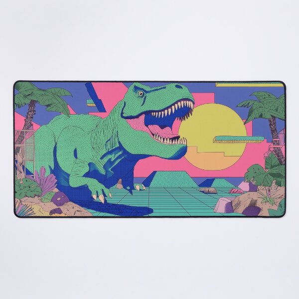 Item preview, Vaporwave T-Rex Gaming Mouse Pad Retro Dinosaur Desk Mat designed and sold by dsmithonline.