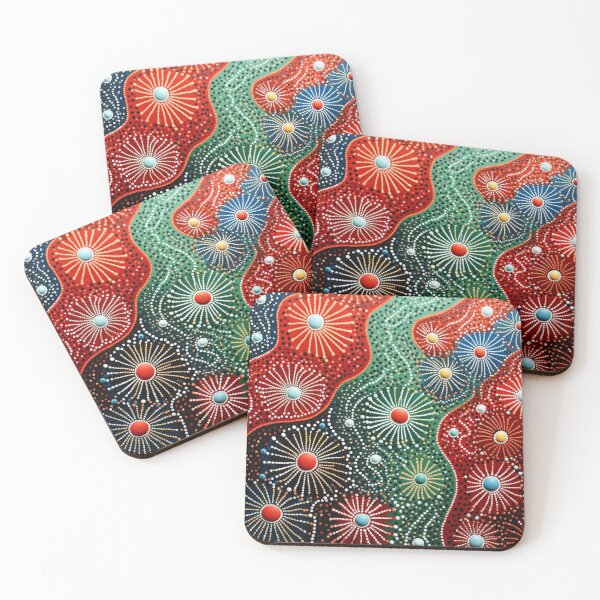 Item preview, Aboriginal Inspired Dot Art - Wildflowers in the Waves designed and sold by GrinGalore.
