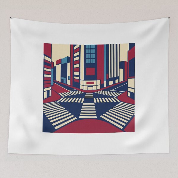 Item preview, Iconic Shibuya Crossing Tokyo – Modern Geometric Illustration designed and sold by amithc.