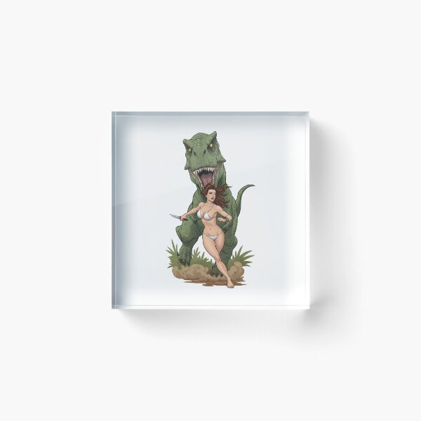 Item preview, Woman Fleeing From Dinosaur designed and sold by SimonFernando.