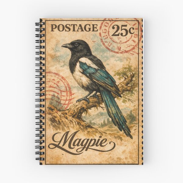 Item preview, Vintage Magpie Postage – 25c Collectible designed and sold by ForeverPrintsOK.