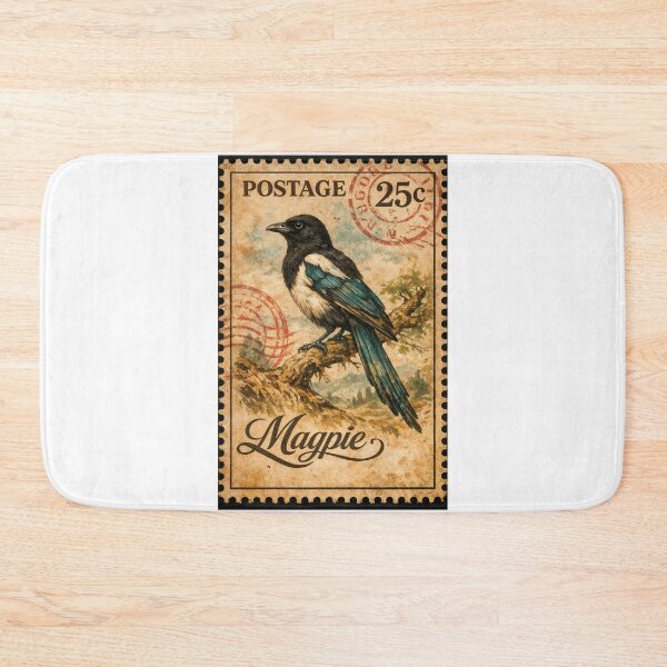 Item preview, Vintage Magpie Postage – 25c Collectible designed and sold by ForeverPrintsOK.