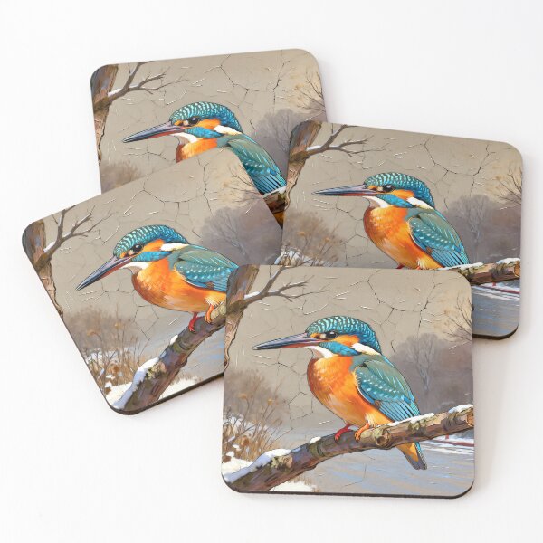 Item preview, Blue Kingfisher in Winter Landscape - Digital Art designed and sold by Gabi.Media.