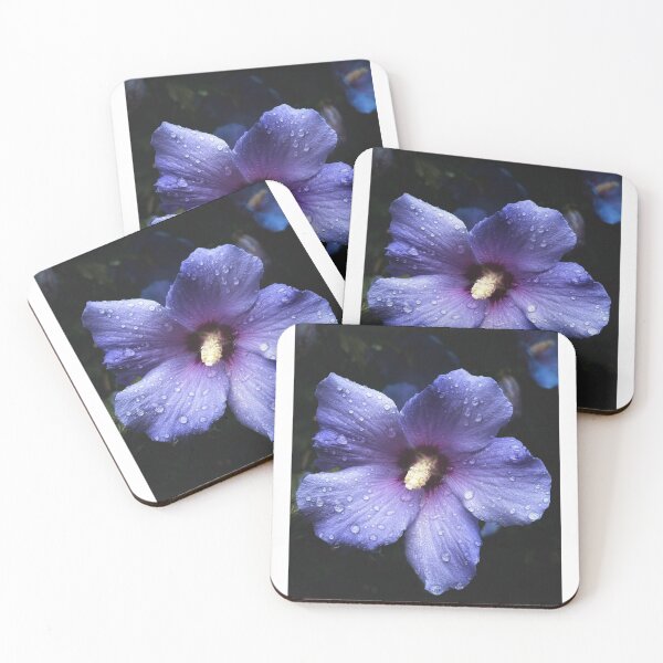 Item preview, Purple Hibiscus with Water Drops – Moody Floral Photography designed and sold by Sarah – Fine Art & Photography.
