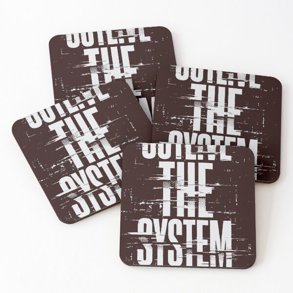 Item preview, Brutalist white text OUTLIVE THE SYSTEM with digital glitch effects and halftone dots. Features scan lines and data corruption texture on solid black designed and sold by Dejbar.