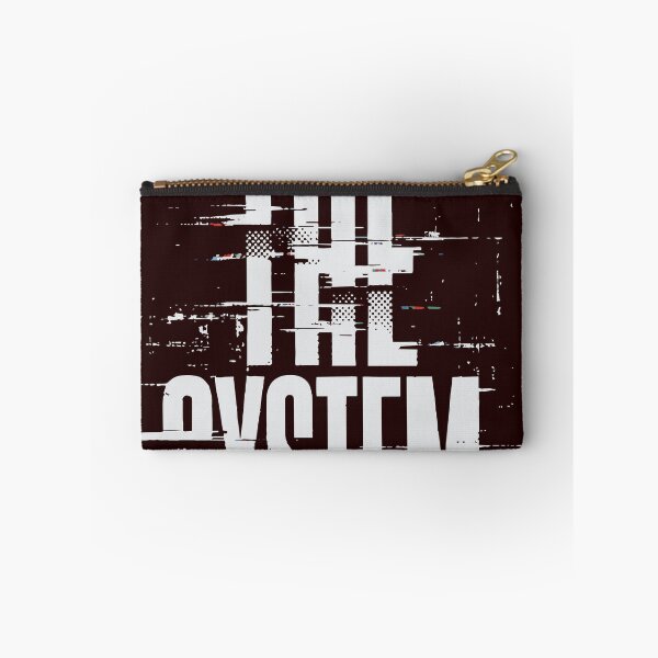 Item preview, Brutalist white text OUTLIVE THE SYSTEM with digital glitch effects and halftone dots. Features scan lines and data corruption texture on solid black designed and sold by Dejbar.