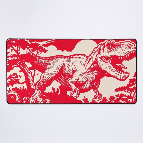 Item preview, Red T-Rex Gaming Mouse Pad Retro Dinosaur Desk Mat designed and sold by dsmithonline.